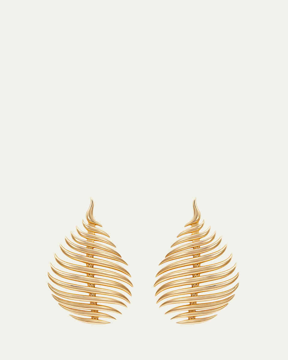 18K Yellow Gold Flame Medium Earrings